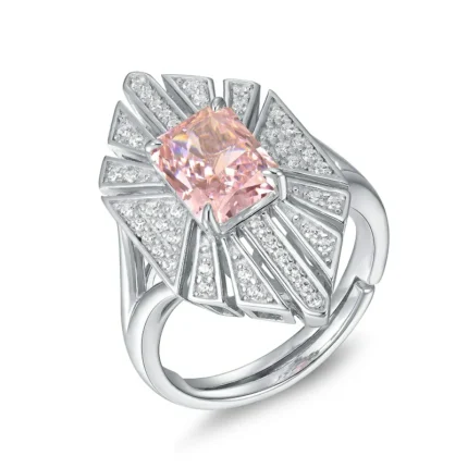 925 Silver Pink Cubic Zirconia Ring - Model R0683F