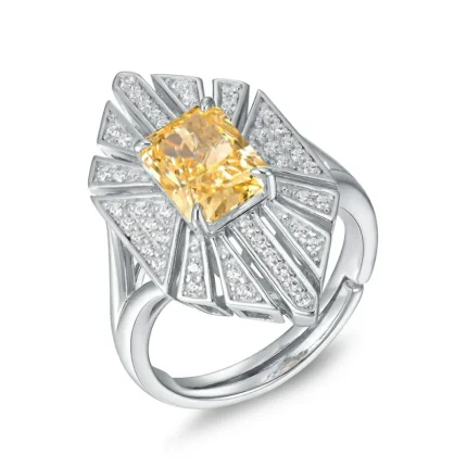 925 Silver Yellow Cubic Zirconia Ring - Model R0683Y