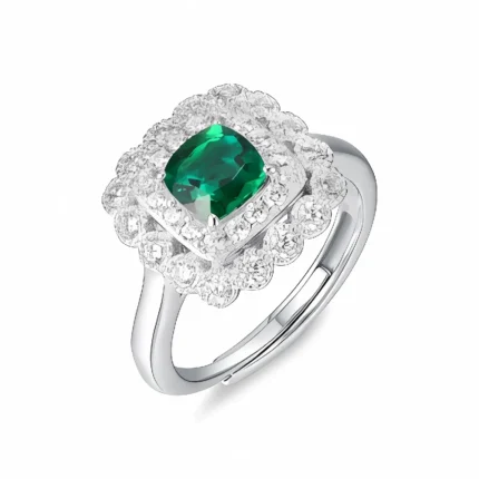 Lab-Created Emerald Ring in 925 Silver - Model R0693
