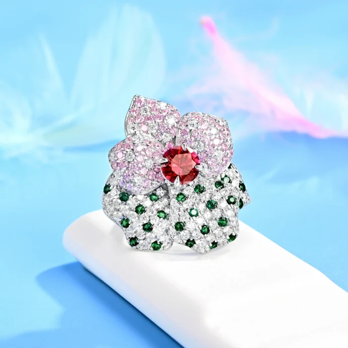 925 Silver Lab-Created Ruby Ring - Model R0708 - Image 2
