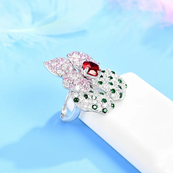 925 Silver Lab-Created Ruby Ring - Model R0708 - Image 3