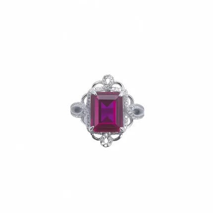 S925 Silver Lab-Created Ruby Ring - Model R1468R