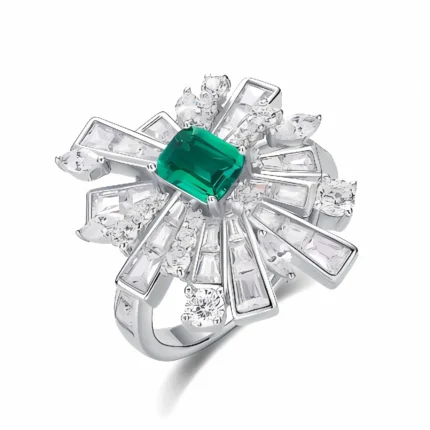 Lab-Created Emerald Ring in 925 Silver - Model R1484