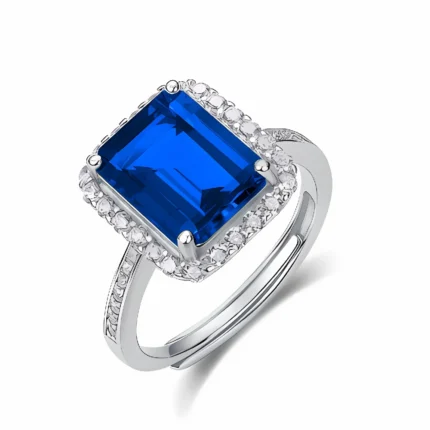 Lab-Created Blue Sapphire Ring in 925 Silver - Model R1578B