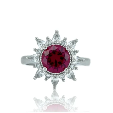 S925 Silver Lab-Created Ruby Ring - Model R1643R