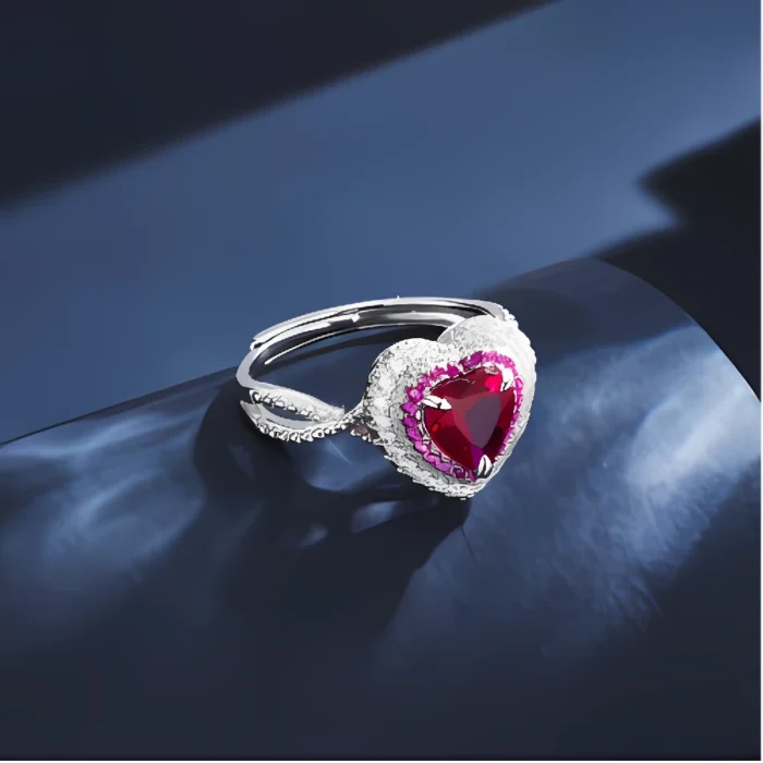S925 Silver Lab-Created Ruby Ring - Model R1744R - Image 5