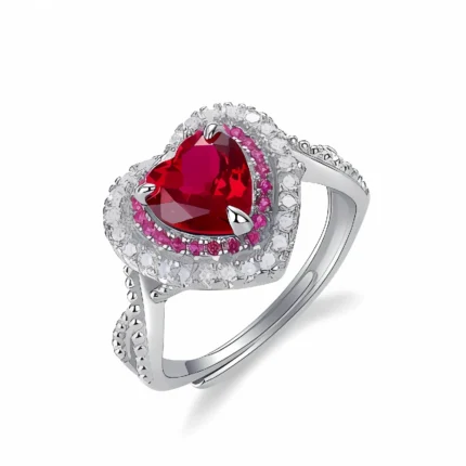 S925 Silver Lab-Created Ruby Ring - Model R1744R