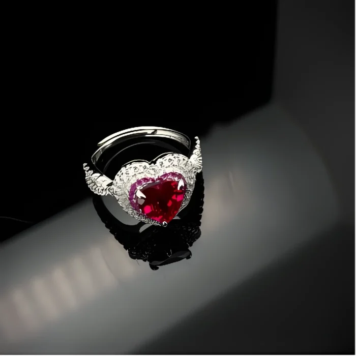 S925 Silver Lab-Created Ruby Ring - Model R1744R - Image 2