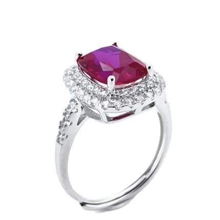 S925 Silver Lab-Created Ruby Ring - Model R1918411R