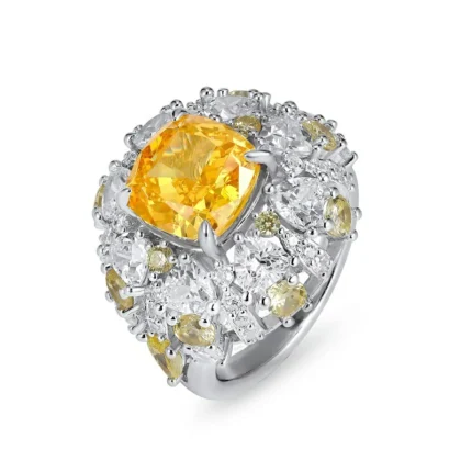 925 Silver Yellow Cubic Zirconia Ring - Model R3991Y