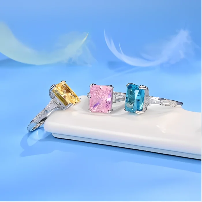 Blue Cubic Zirconia Ring in 925 Silver - Model R5266B - Image 3