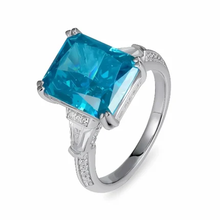 Blue Cubic Zirconia Ring in 925 Silver - Model R5266B