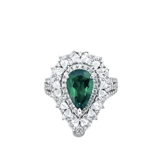 925 Silver Lab-Created Emerald Two-in-One Ring - Model RP0034 - Image 1