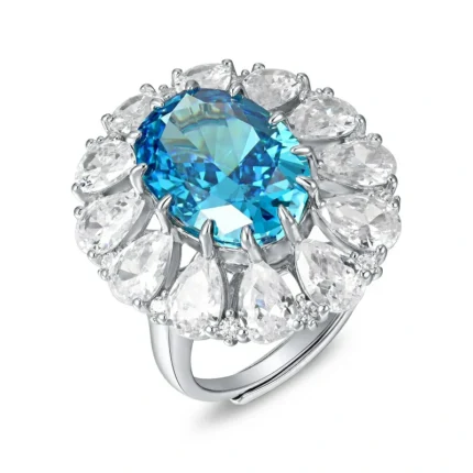925 Silver Blue Cubic Zirconia Ring - Model - B-RS3074C1