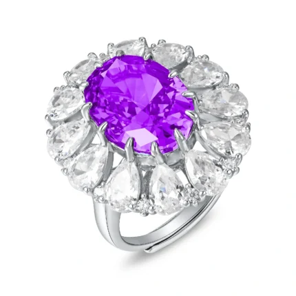 925 Silver Purple Cubic Zirconia Ring - Model - P-RS3074C1