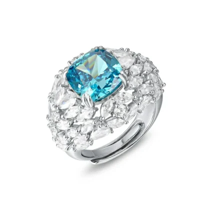 925 Silver Blue Cubic Zirconia Ring - Model RS3075C1-2