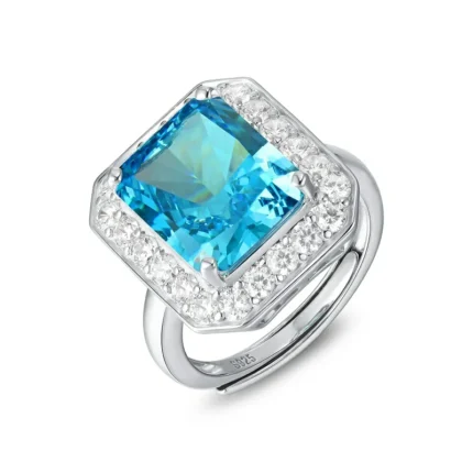 925 Silver Blue Cubic Zirconia Ring - Model RS3076C1B