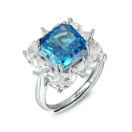 925 Silver Blue Cubic Zirconia Ring - Model RS3077C1