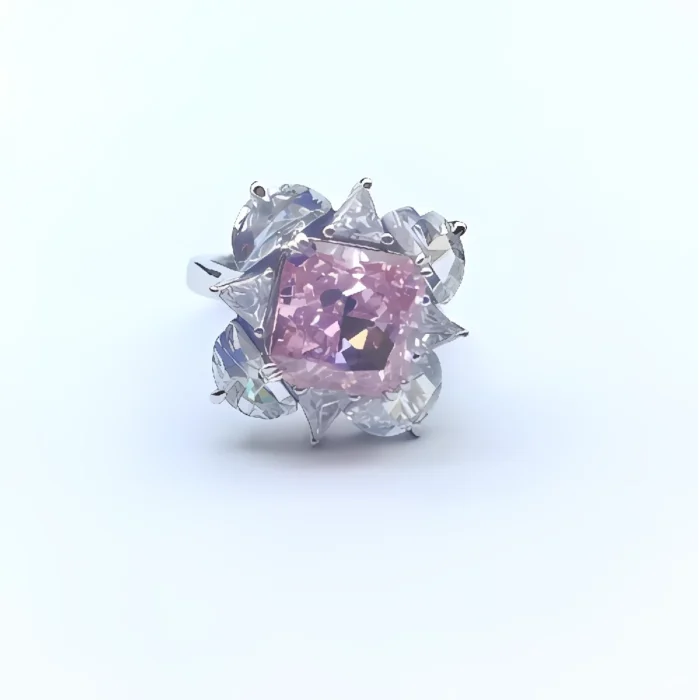 925 Silver Pink Cubic Zirconia Ring - Model RS3077C1F - Image 2