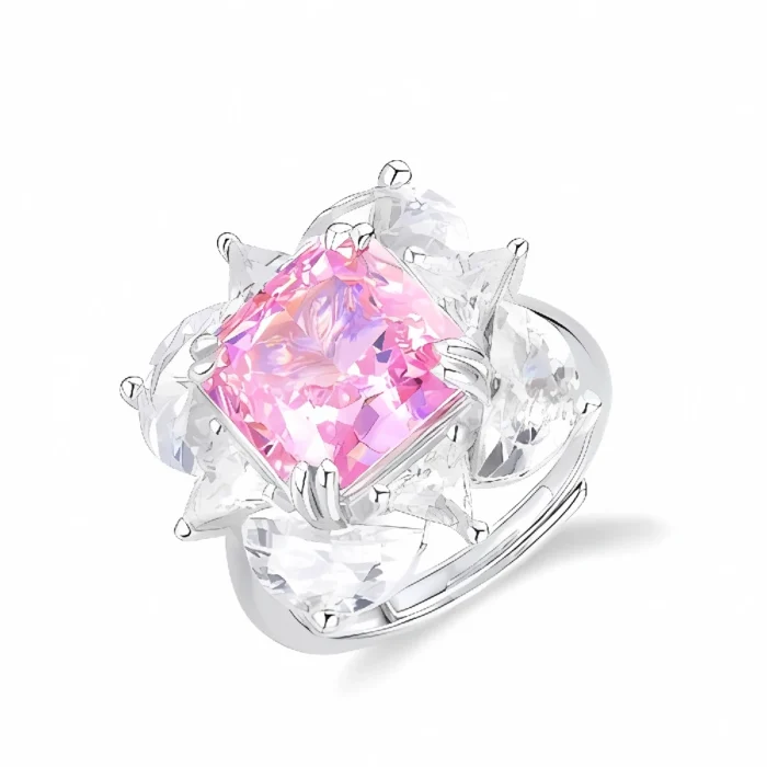 925 Silver Pink Cubic Zirconia Ring - Model RS3077C1F - Image 1