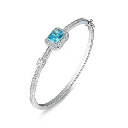 925 Silver Blue Cubic Zirconia Bracelet - Model YWBG0014-3