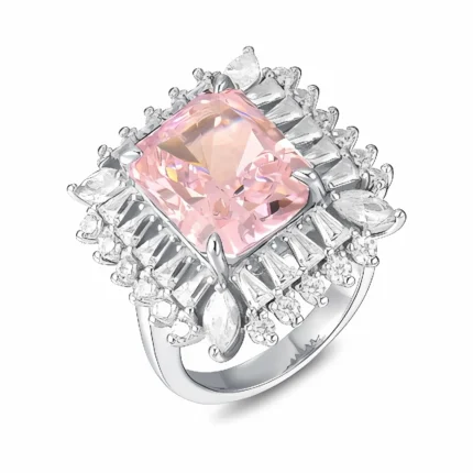 Pink Cubic Zirconia Ring in 925 Silver - Model YWR0633F