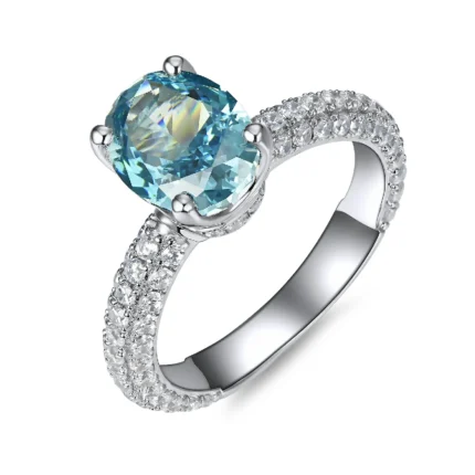 925 Silver Blue Cubic Zirconia Ring - Model YWR0665B