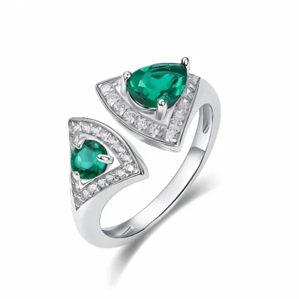 S925 Silver Lab-Created Emerald Ring - Model ZHF-G1106C