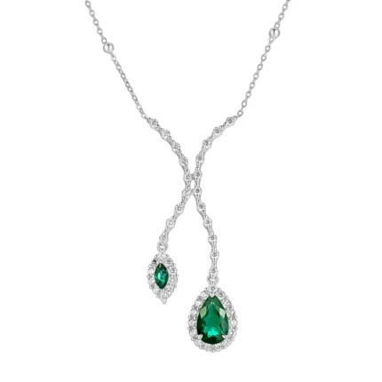 925 Silver Cultured Emerald Necklace ZHF—P0732