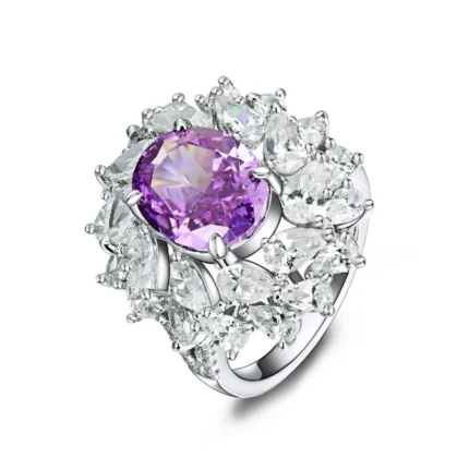 925 Silver Purple Cubic Zirconia Ring - Model ZHF-R0112