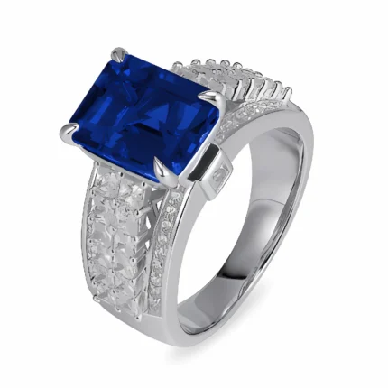 Blue Sapphire Ring in 925 Silver - Model ZHF-R0593B