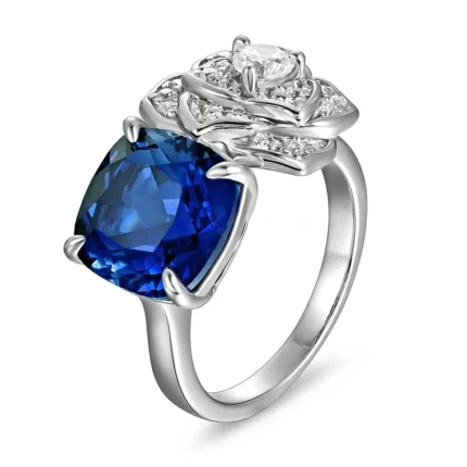 925 Silver Lab-Created Blue Sapphire Ring - Model ZHF一R0849B