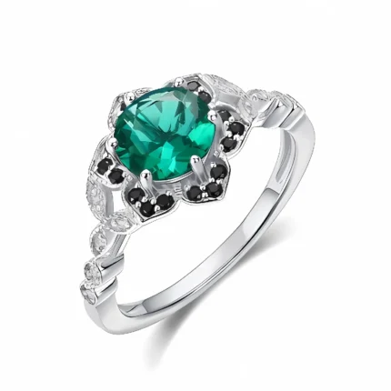 Lab-Created Emerald Ring in 925 Silver - Model ZHF-R0926
