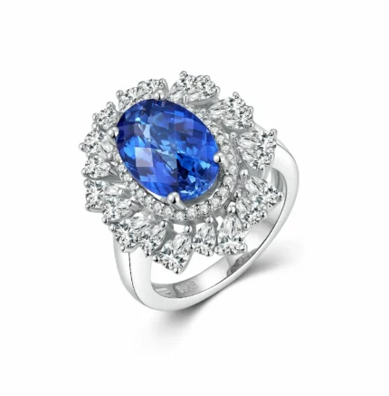 925 Silver Lab-Created Blue Sapphire Ring - Model ZHF-R0960B