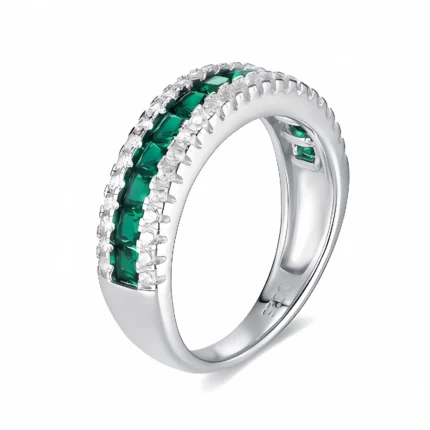 S925 Silver Lab-Created Emerald Ring - Model ZHF-R1074