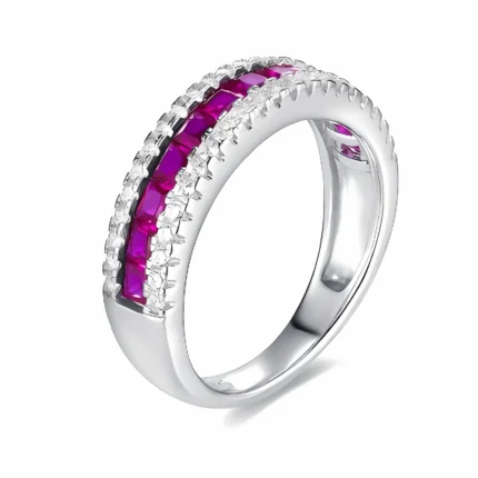 S925 Silver Lab-Created Ruby Ring - Model ZHF-R1074R
