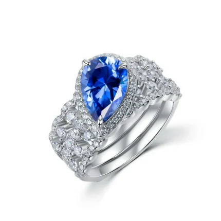 925 Silver Lab-Created Blue Sapphire Stacking Ring - Model ZHF-R1328DB