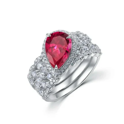 925 Silver Lab-Created Ruby Stacking Ring - Model ZHF-R132BR