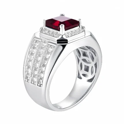 S925 Silver Lab-Created Ruby Ring - Model ZHF-R1376R