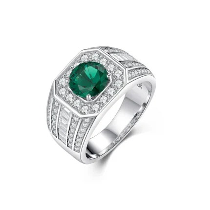 925 Silver Lab-Created Emerald Ring - Model ZHF-R1377L