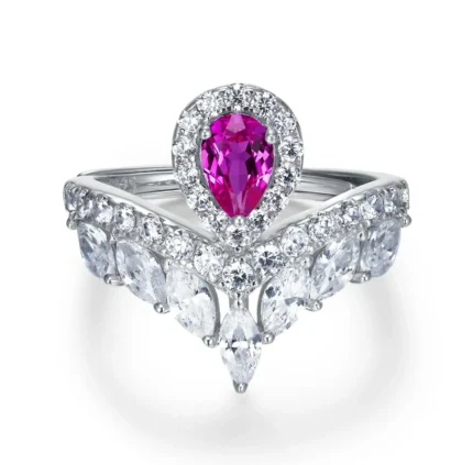 925 Silver Lab-Created Ruby Ring - Model ZHF-R1418