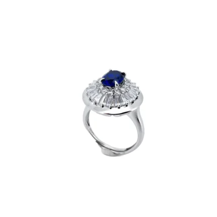 925 Silver Lab-Created Blue Sapphire Ring - Model ZHF-R1440B