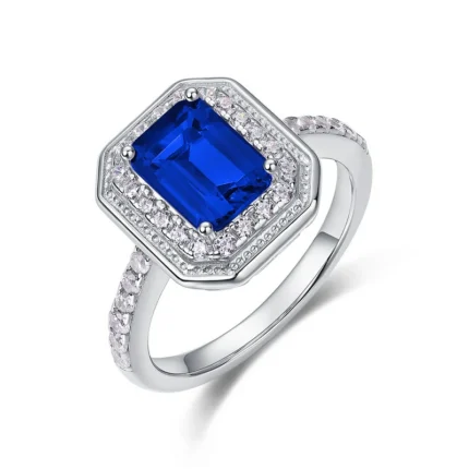 925 Silver Lab-Created Blue Sapphire Ring - Model ZHF-R1473DB