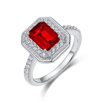 925 Silver Lab-Created Ruby Ring - Model ZHF-R1473R