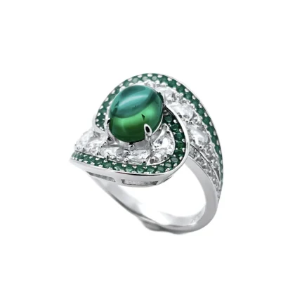 S925 Silver Lab-Created Emerald Ring - Model ZHF-R1485