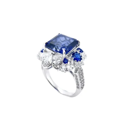 925 Silver Lab-Created Blue Sapphire Ring - Model ZHF-R1486DB