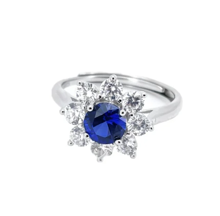 925 Silver Lab-Created Blue Sapphire Ring - Model ZHF-R1550