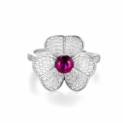 S925 Silver Lab-Created Ruby Ring - Model ZHF-R1602R