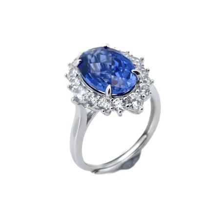 925 Silver Lab-Created Blue Sapphire Ring - Model ZHF-R1609B
