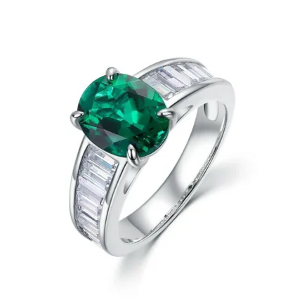 S925 Silver Lab-Created Emerald Ring - Model ZHF-R1624